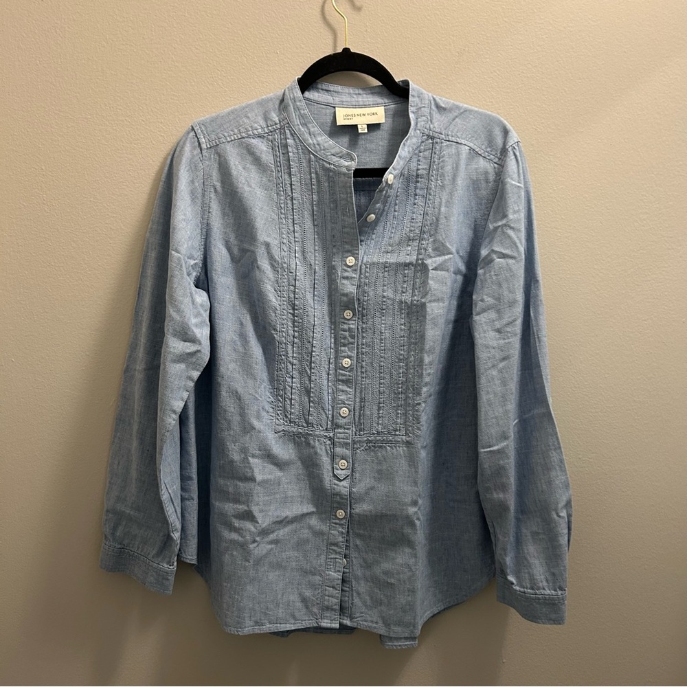 Jones New York Light Blue Denim Blouse